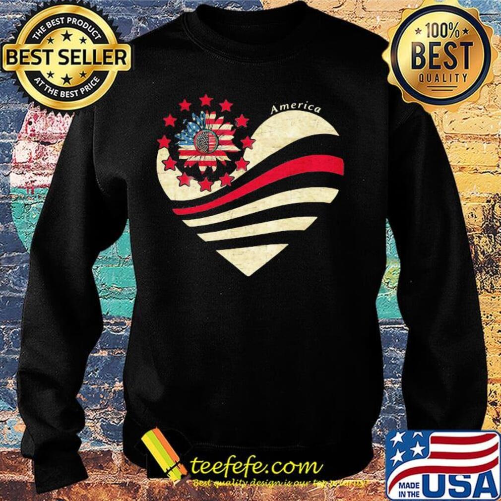 Sunflower Heart American Flag Independence Day Shirt Sweater Sunflower Heart American Flag Independence Day Shirt Sweater
