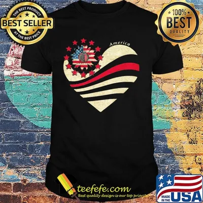 Sunflower Heart American Flag Independence Day Shirt