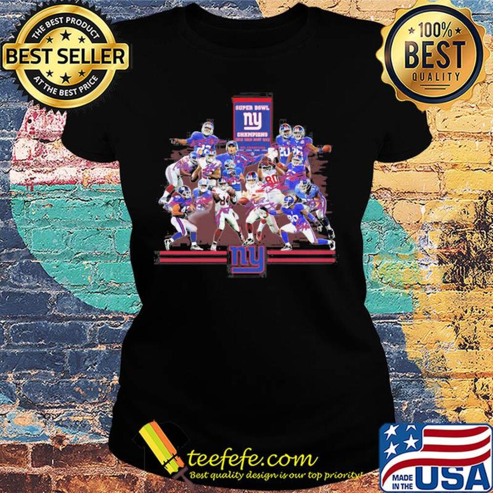 Super bowl new york giants champions players signatures s Ladies tee Super bowl new york giants champions players signatures s Ladies tee