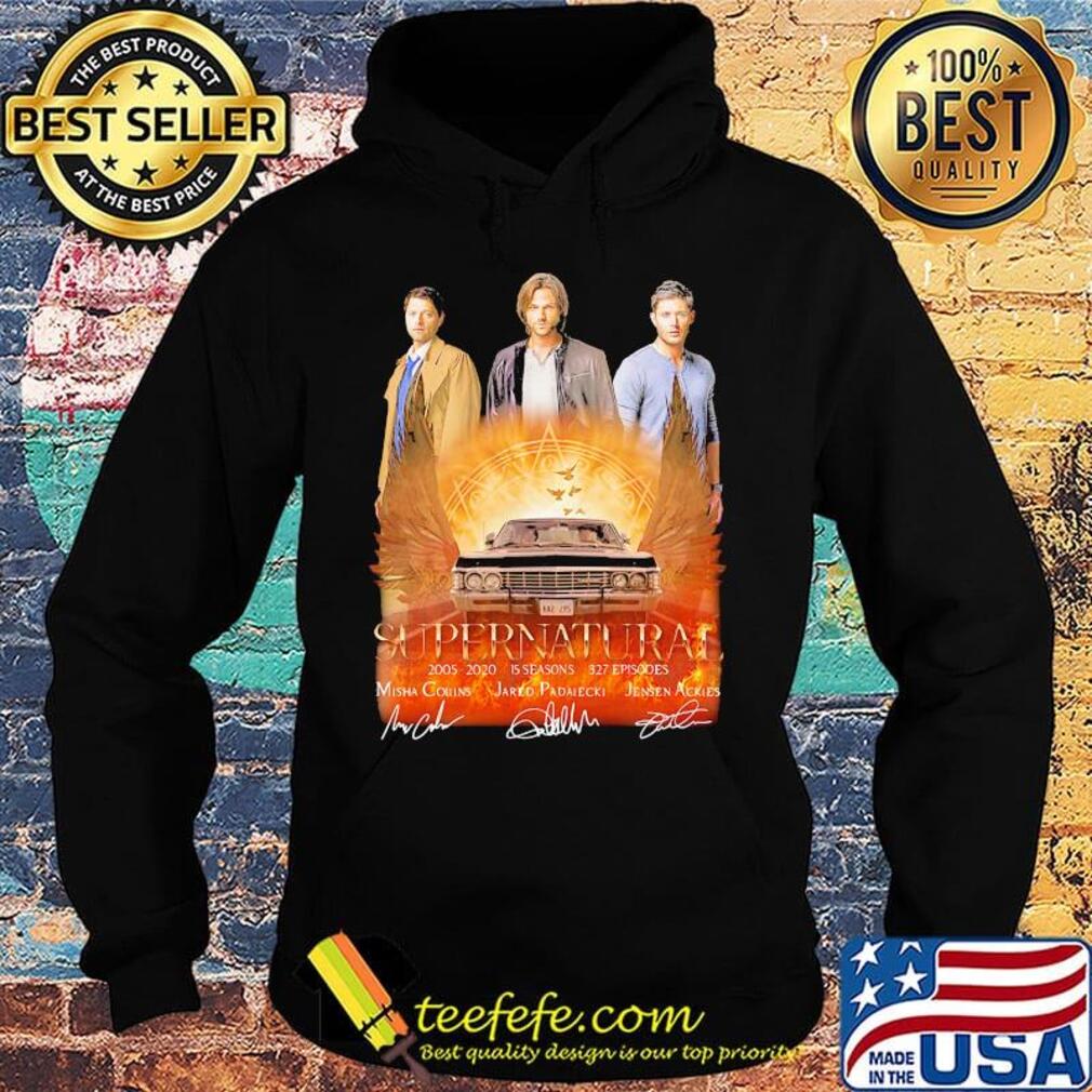 Supernatural 2005 2020 15 seasons 327 episodes misha collins jared padalecki jensen ackles signatures s Hoodie Supernatural 2005 2020 15 seasons 327 episodes misha collins jared padalecki jensen ackles signatures s Hoodie