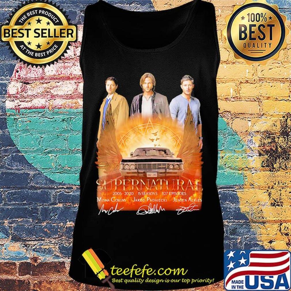 Supernatural 2005 2020 15 seasons 327 episodes misha collins jared padalecki jensen ackles signatures s Tank top Supernatural 2005 2020 15 seasons 327 episodes misha collins jared padalecki jensen ackles signatures s Tank top