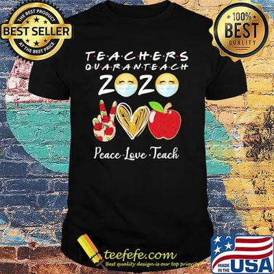 Teachers quaranteach 2020 peace love teach apple shirt