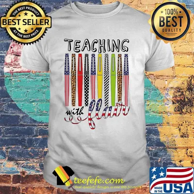 Teaching with flair pen American flag veteran Independence Day shirt
