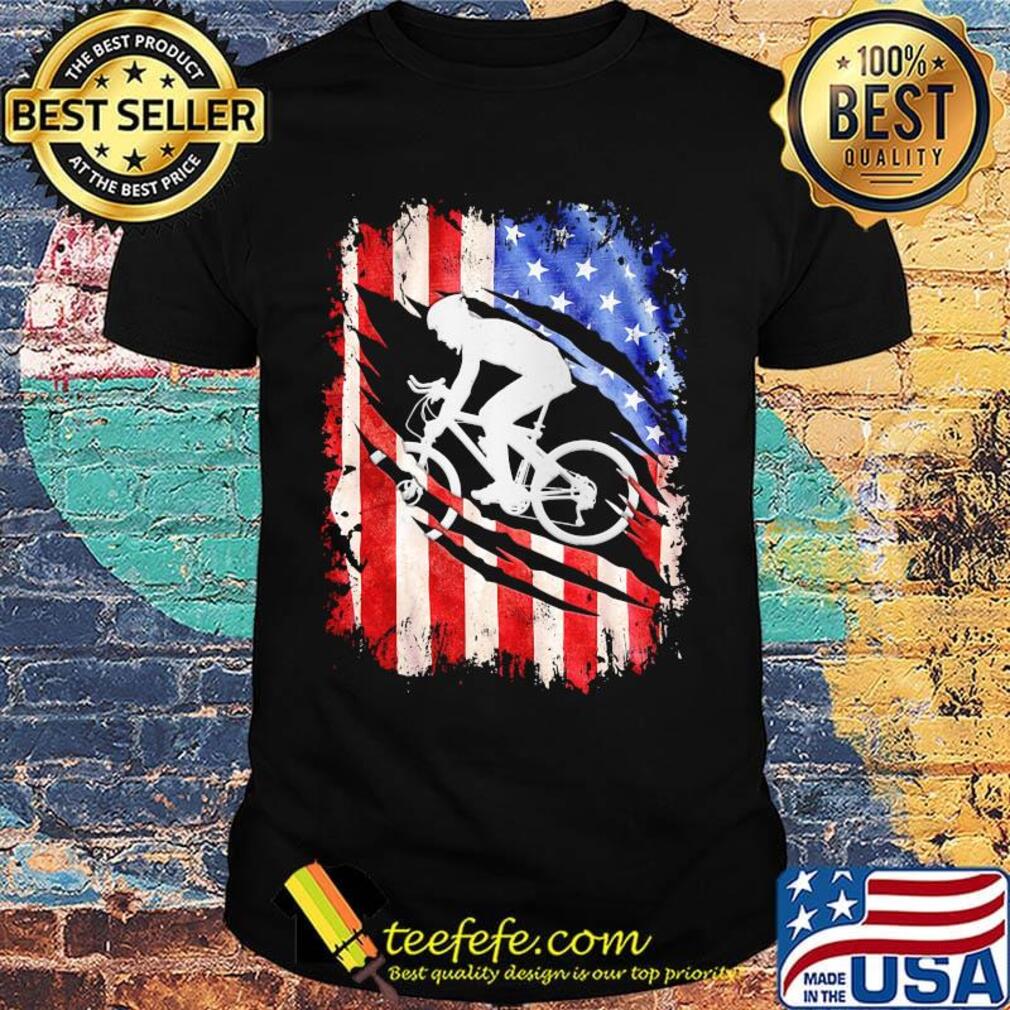 Tear Off Cycling American Flag Independence Day Shirt