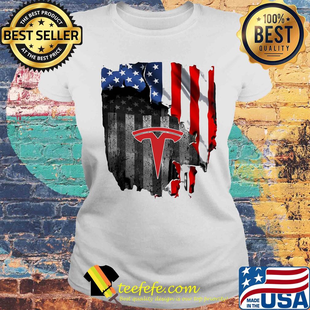 Tesla logo american flag independence day s Laides tee Tesla logo american flag independence day s Laides tee