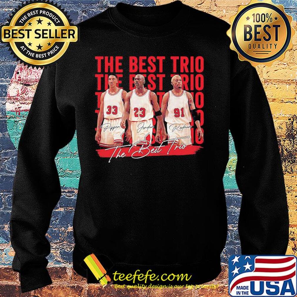 The best trio pippen bulls michael jordan and rodman basketball players signatures s Sweater The best trio pippen bulls michael jordan and rodman basketball players signatures s Sweater
