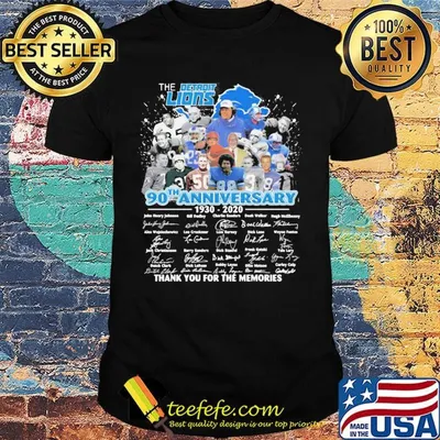 The detroit lions 90th anniversary 1930 2020 thank you for the memories signatures shirt