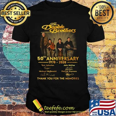 The doobie brothers 50th anniversary 1970 2020 thank you for the memories signatures light shirt
