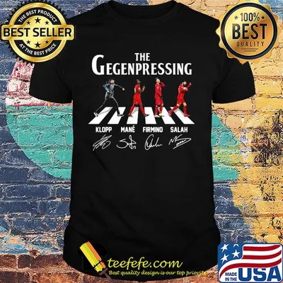 The gegenpressing abbey road klopp mane firmino salah signatures shirt