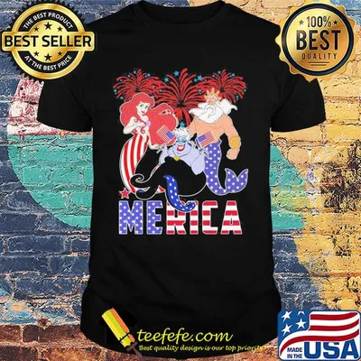The little mermaid merica firework american flag independence day shirt