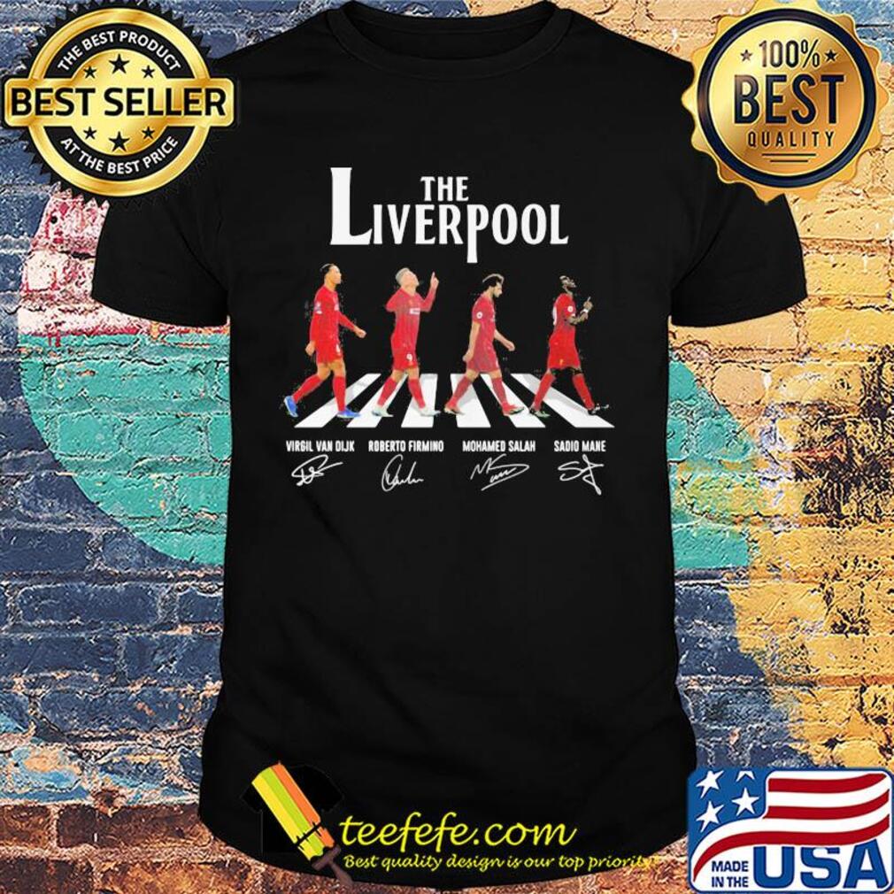 The liverpool abbey road virgil van dijk roberto firmino mohamed salah sadio mane signatures shirt