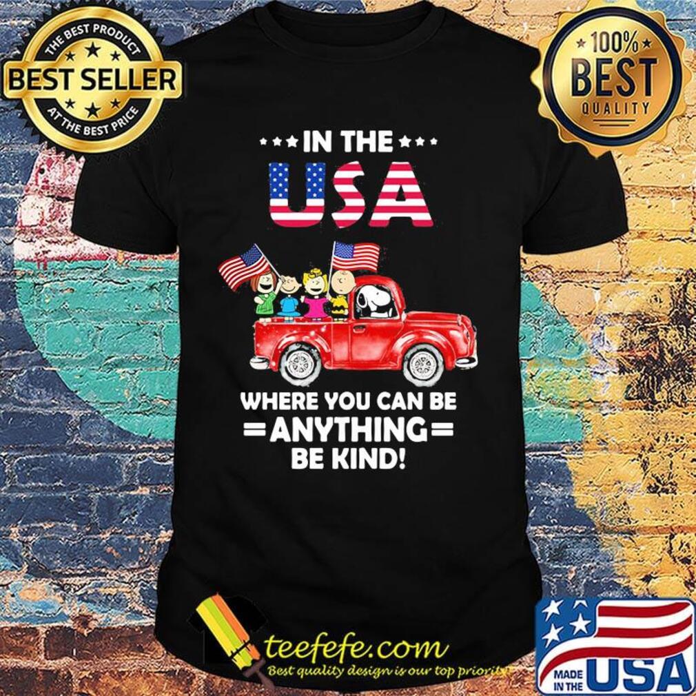 The peanuts in the usa where you can be anything be kind american flag independence day shirt