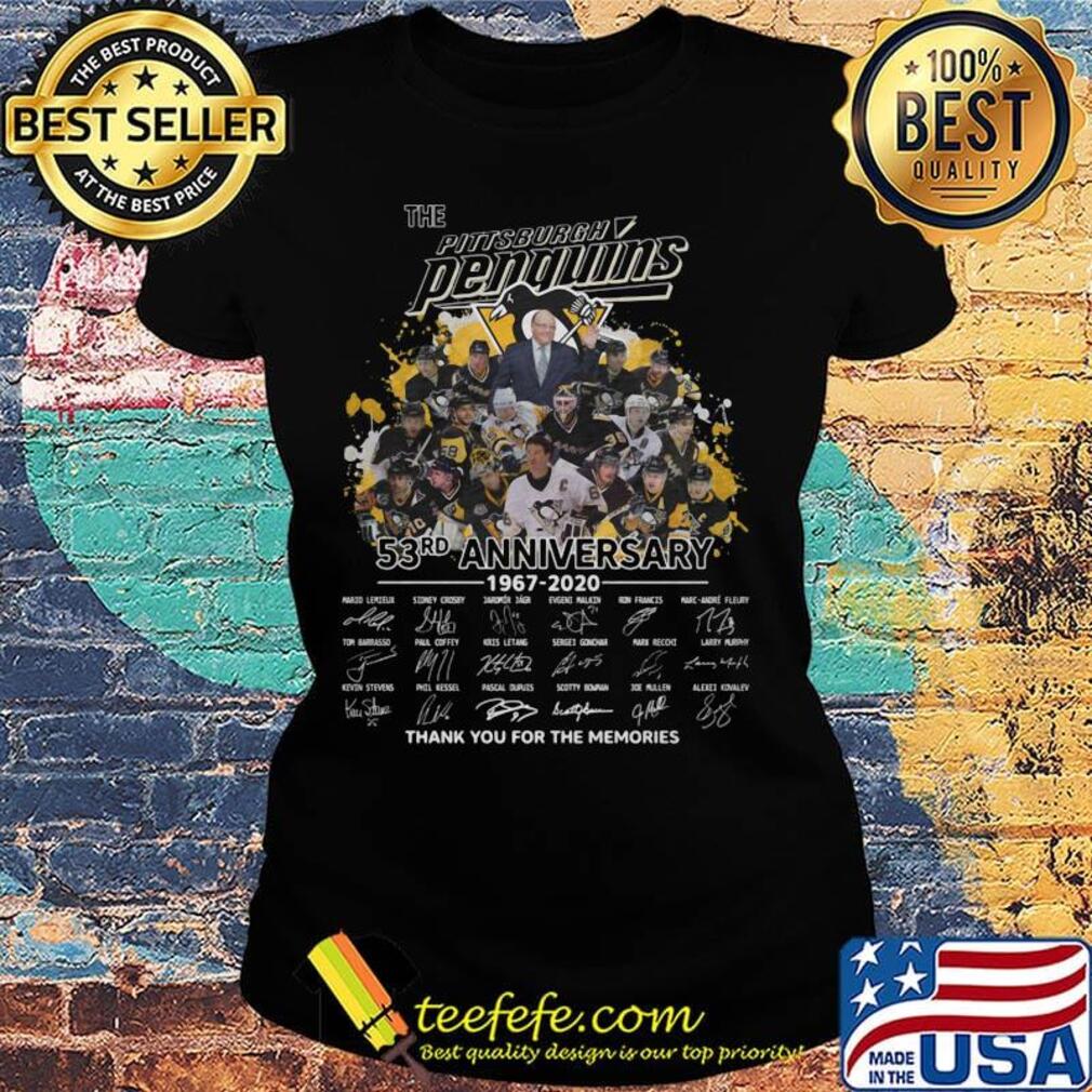 The pittsburgh penguins 53rd anniversary 1967 2020 thank you for the memories signatures s Ladies tee The pittsburgh penguins 53rd anniversary 1967 2020 thank you for the memories signatures s Ladies tee