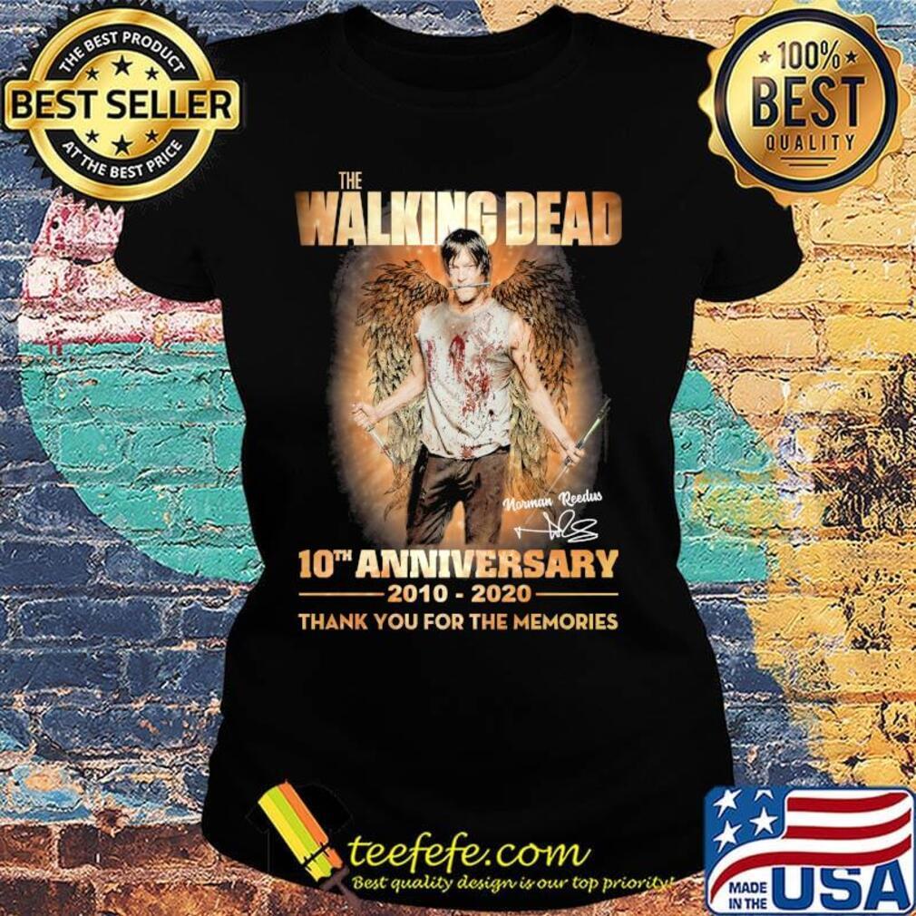 The walking dead 10th anniversary 2010 2020 thank you for the memories signature wings s Ladies tee The walking dead 10th anniversary 2010 2020 thank you for the memories signature wings s Ladies tee