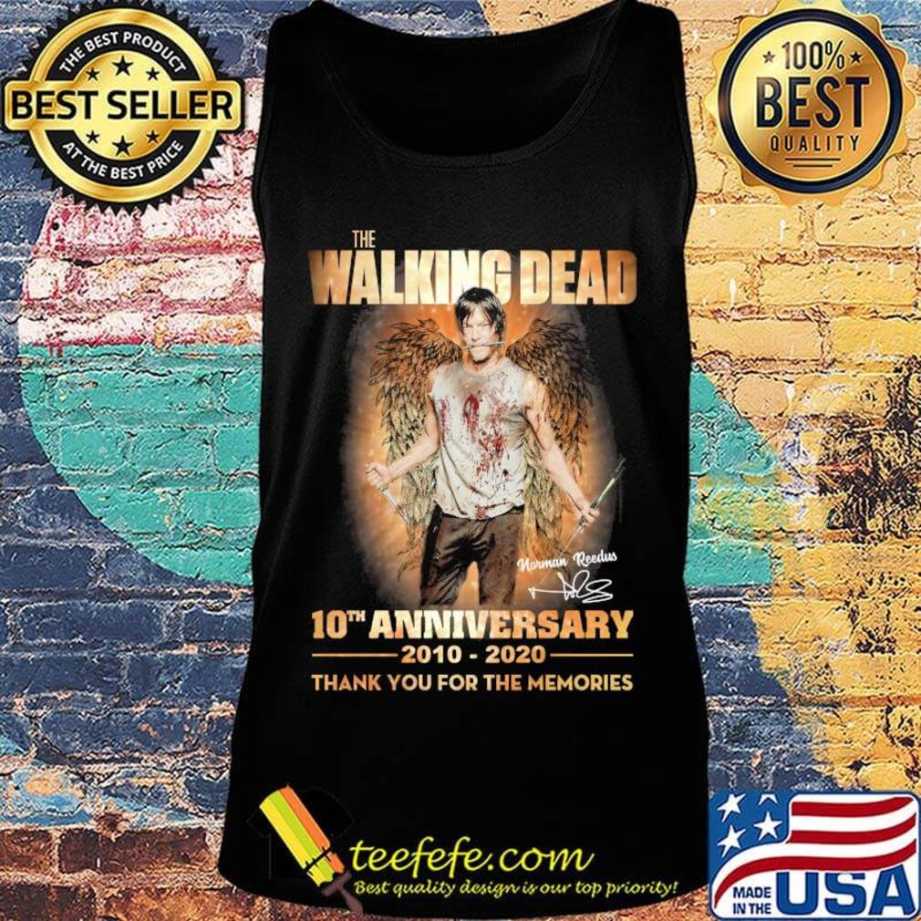 The walking dead 10th anniversary 2010 2020 thank you for the memories signature wings s Tank top The walking dead 10th anniversary 2010 2020 thank you for the memories signature wings s Tank top