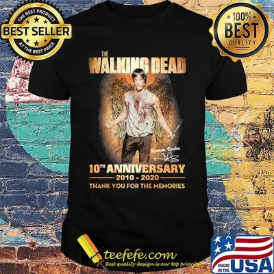 The walking dead 10th anniversary 2010 2020 thank you for the memories signature wings shirt