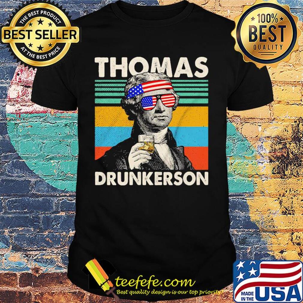 Thomas drunkerson drinking 4th of july independence day american flag vintage retro shirt