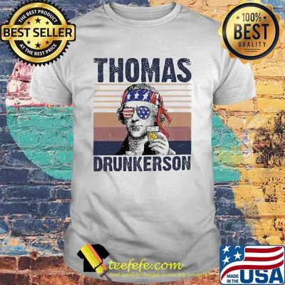 Thomas drunkerson drinking beer american flag independence day vintage shirt