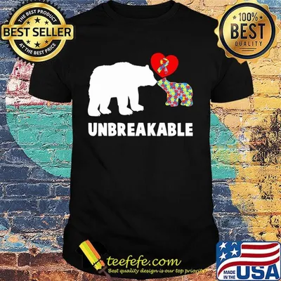 Unbreakable bear autism awareness heart shirt