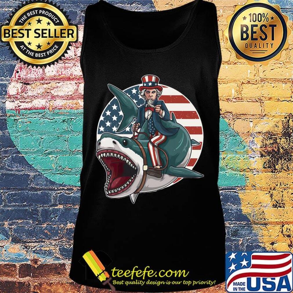 Uncle Sam Riding Great White Shark Independence Day Shirt Tank top Uncle Sam Riding Great White Shark Independence Day Shirt Tank top