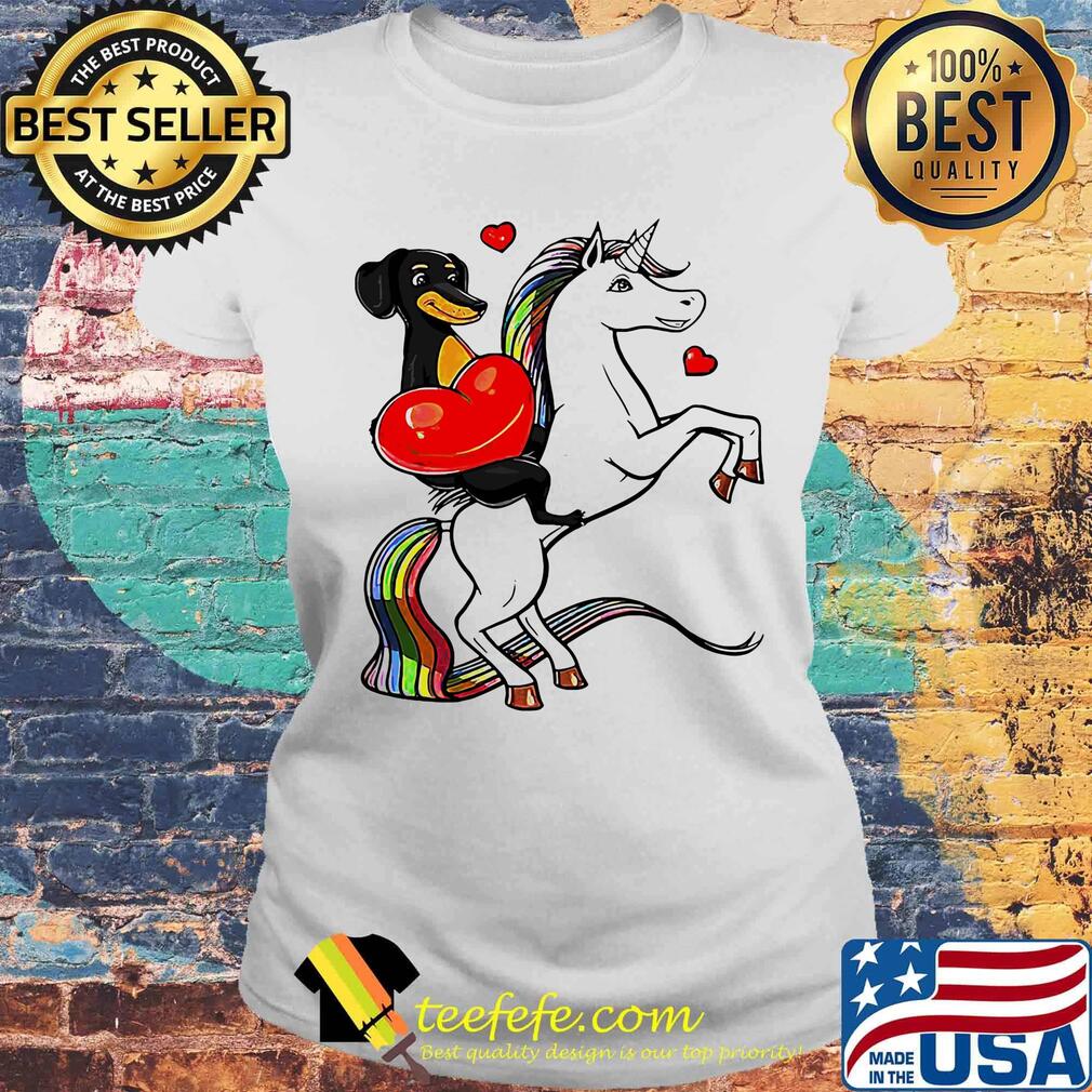 Unicorn And Dachshund Dog Heart s Laides tee Unicorn And Dachshund Dog Heart s Laides tee