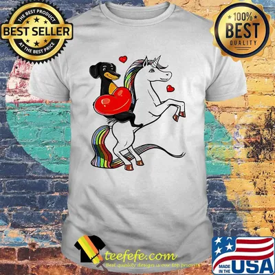 Unicorn And Dachshund Dog Heart shirt