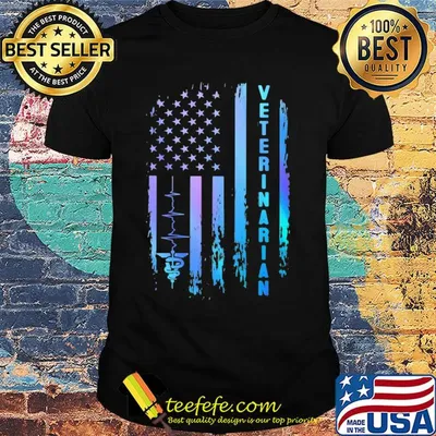 Veterinarian heartbeat american flag independence day shirt