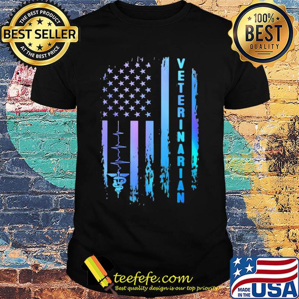 Veterinarian heartbeat american flag independence day shirt