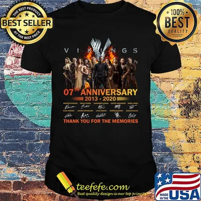 Vikings 07th anniversary 2013 2020 thank you for the memories signatures fire shirt