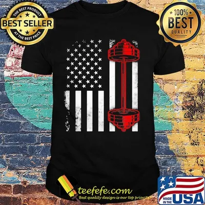 Weightlifting american flag america 4th of july independence day shirt