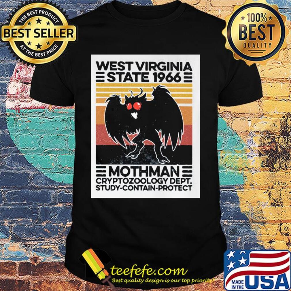 West virginia state 1966 mothman cryptozoology dept study contain protect vintage retro shirt