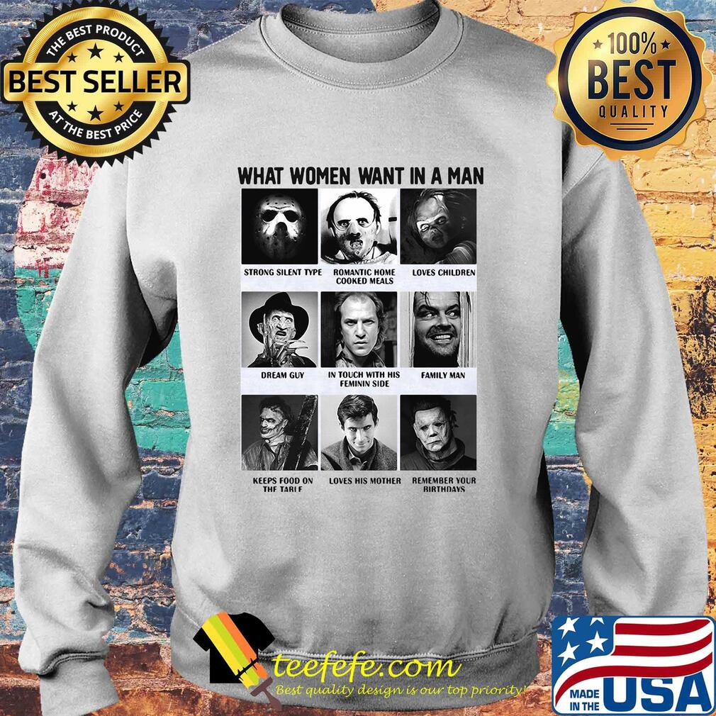 What women want in a man strong silent romantic home loves children dream guy in touch with his feminine side family man horror movie characters s Sweater What women want in a man strong silent romantic home loves children dream guy in touch with his feminine side family man horror movie characters s Sweater