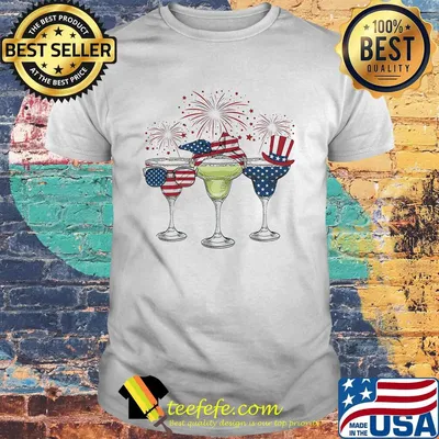 Wine Glass American flag independence day shirt