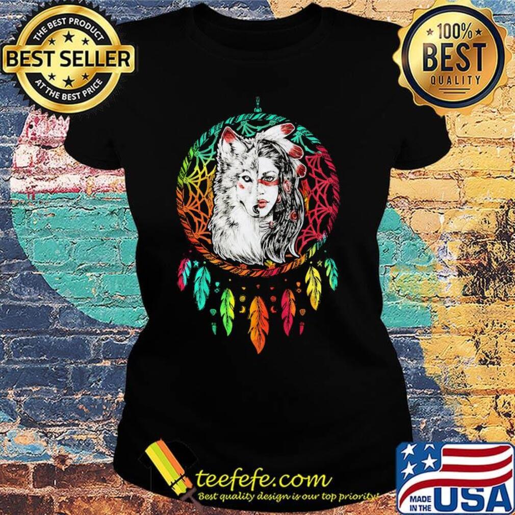 Wolf Native Dream Catcher Shirt Ladies tee Wolf Native Dream Catcher Shirt Ladies tee