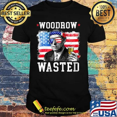 Woodrow wasted drinking 4th of july American flag shirt