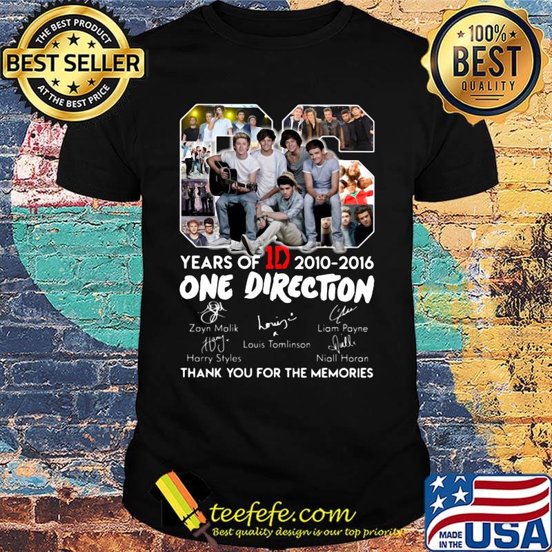 06 years of 2010 2016 one direction thank you for the memories signatures shirt