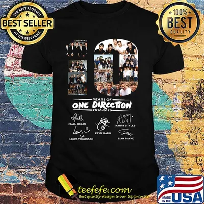 10 years of one direction 2010 2020 members signatures shirt