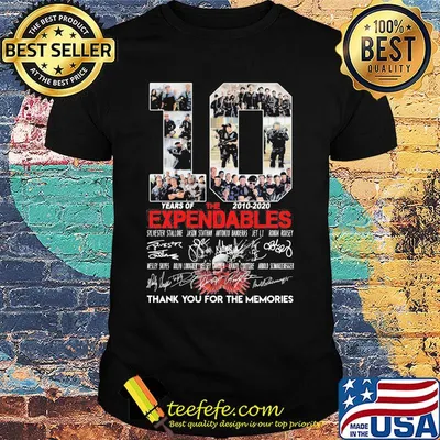 10 years of the expendables 2010-2020 signatures thank you for the memories shirt