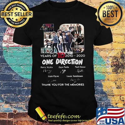 10 yesr of 2010 2020 one direction thank you for the memories signatures shirt