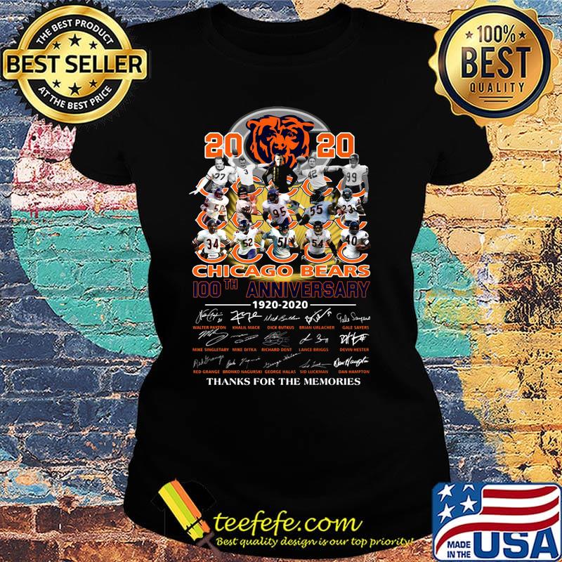 2020 chicago bears 100th anniversary 1920 2020 thank you for the memories signatures s Ladies tee 2020 chicago bears 100th anniversary 1920 2020 thank you for the memories signatures s Ladies tee