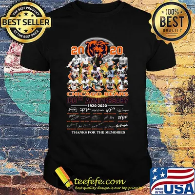 2020 chicago bears 100th anniversary 1920 2020 thank you for the memories signatures shirt
