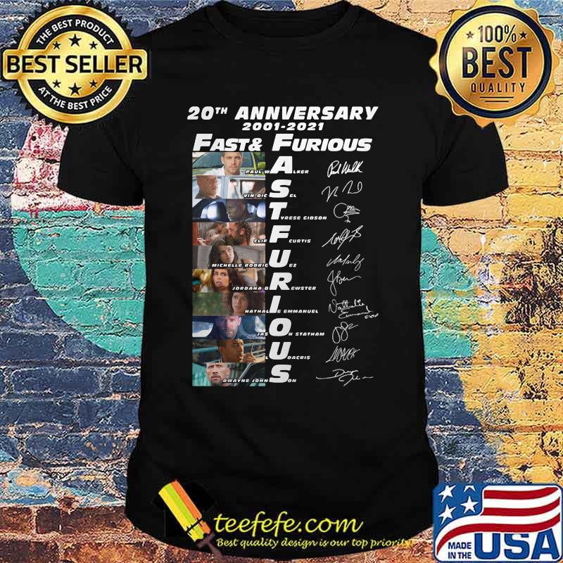 20th anniversary 2001 2021 fast and furious characters signatures shirt