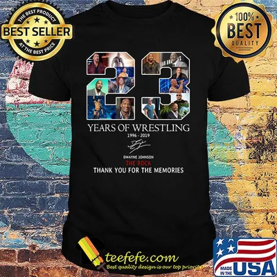 23 years of wrestling 1996 2019 dwayne johnson the rock thank you for the memories signature shirt