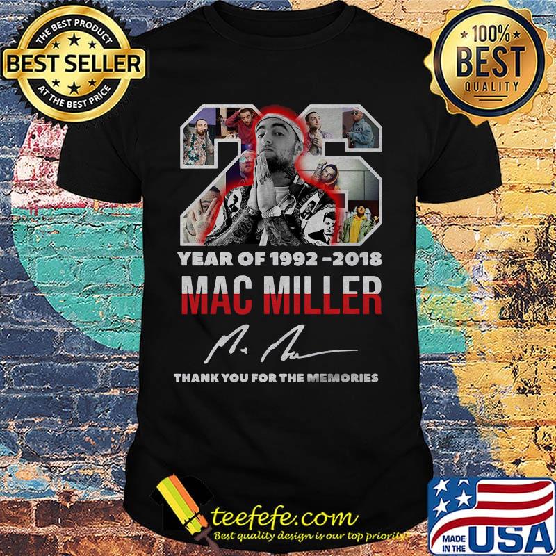 26 year of 1992 2018 mac miller thank you for the memories signature shirt
