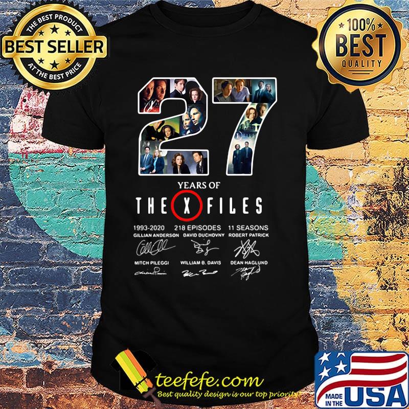 27 years of the x files 1993 2020 218 episodes 11 seasons signatures shirt