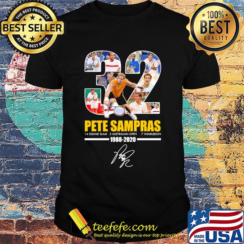 32 pete sampras 14 grand slam 2 australian open 7 wimbledon 1988 2020 signature black shirt