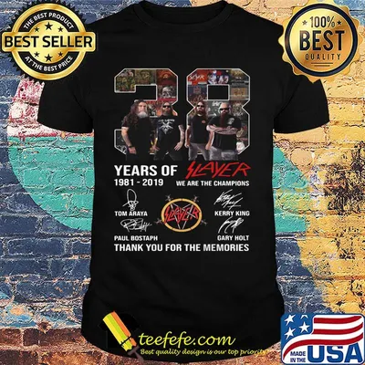 38 years of 1981 2019 slayer we are the champions thank you for the memories signatures shirt