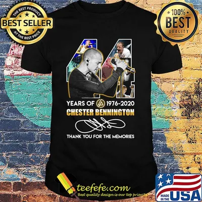 44 years of 1976 2020 chester bennington thank you for the memories signature shirt
