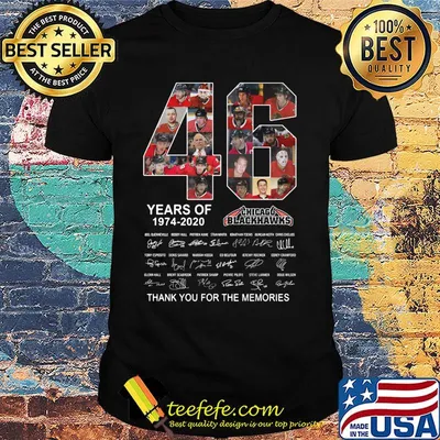 46 years of 1974 2020 chicago blackhawks thank you for the memories signatures shirt