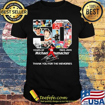 50 years of 1969 2019 michael schumacher thank you for the memories signature shirt